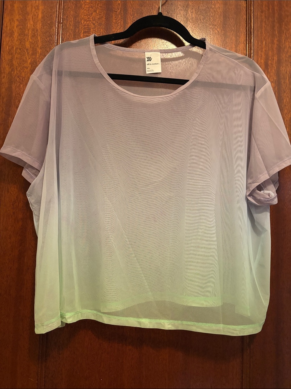 Sheer Lavender/green Short Sleeve Women's Top